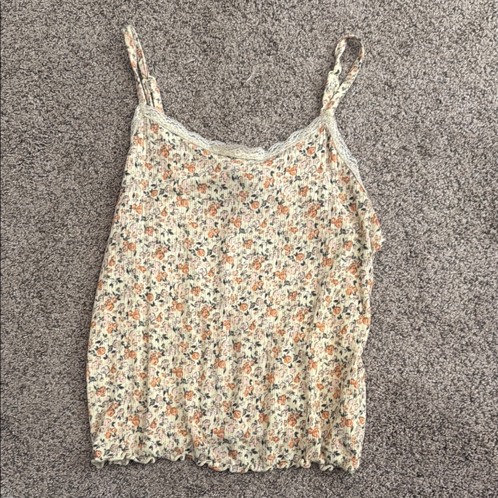 Art Class Cream and Pink Smocked Camisole Top